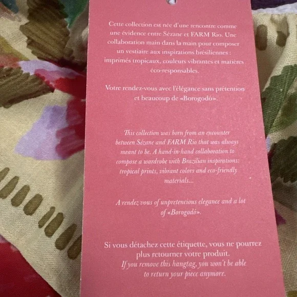 Sezane X Farm Rio Size US 10 Parioca Blouse One Shoulder Floral Crop Tropical - Picture 7 of 13